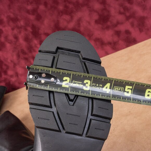 La Canadienne Women Black Leather Buckle Zip Riding Stretch Lug Knee Boots sz 9 - Picture 6 of 9